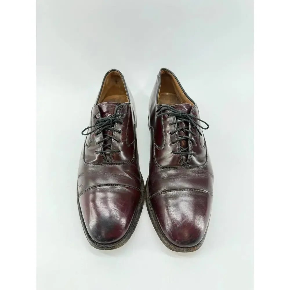 Men’s Burgundy Leather Cap Toe Oxford Dress Shoes Size 6 Made in Italy